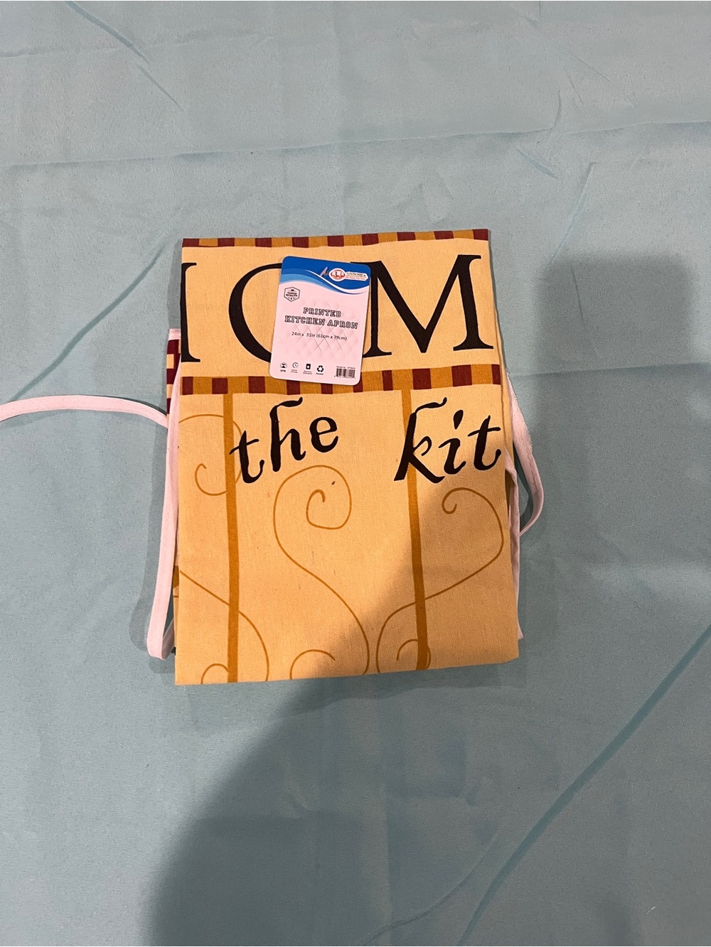 Yellow Printed Kitchen Apron with White Ties